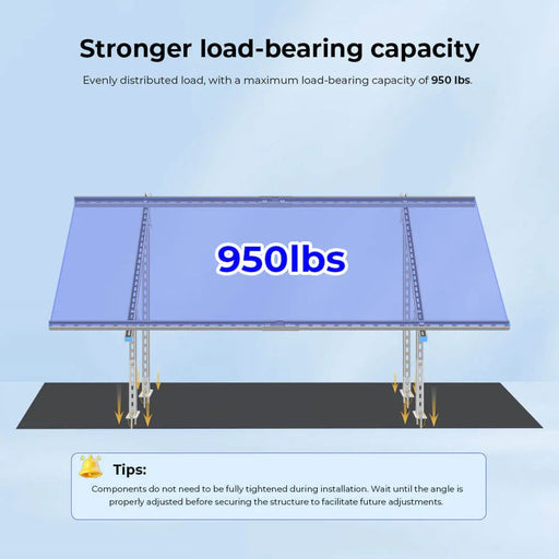 Green Vista Living Sungold Power Modular & Expandable Ground Mount Brackets for 2× 400W–590W Solar Panels - Side View