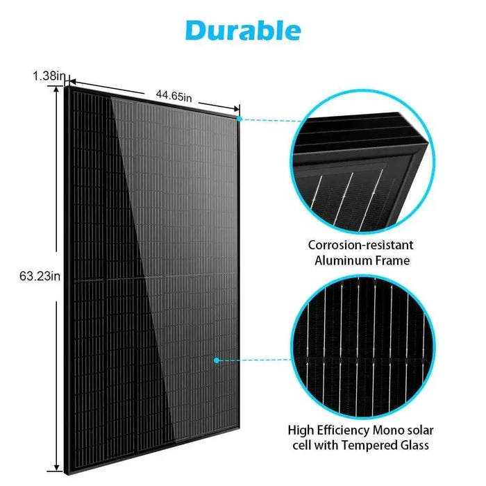 Green Vista Living Sungold Power 370W MONO BLACK PERC SOLAR PANEL FULL PALLET (32 PANELS) - Close-Up