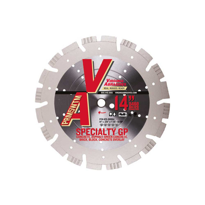 Virginia Abrasives Blade, 18-In. PRM Specialty General Purpose, 18-In. X .125-In. X 1-In./20mm – 425-08866
