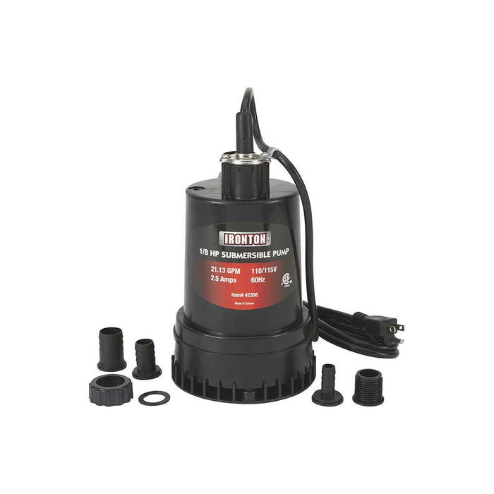 Ironton Submersible Pump, 1,268 GPH, 1/8-HP, 1-In. Port – 42358