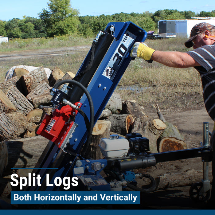 Iron & Oak Log Splitter, 30-Ton, Torsion Axle, Honda GX270 – BHVH3018GXT