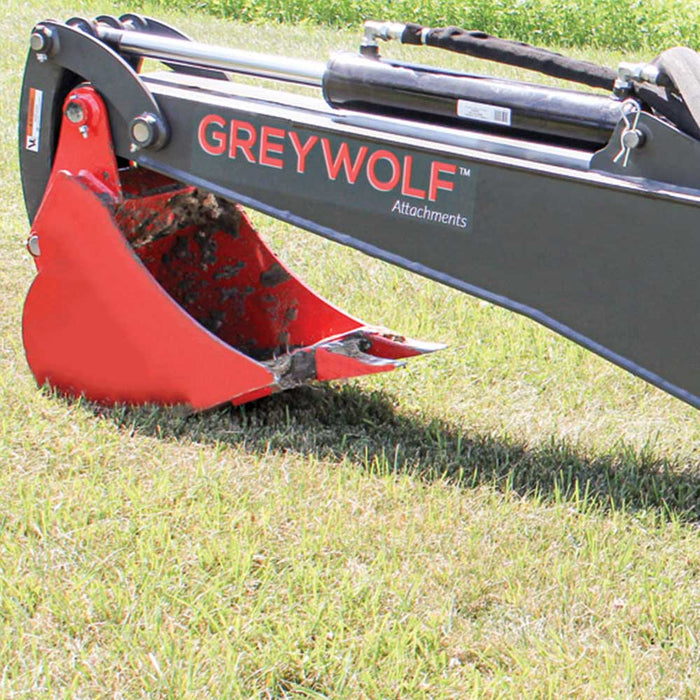 GREYWOLF Backhoe Attachment for Skid Steer Loaders, Gray/Red Powder Coat – 1065