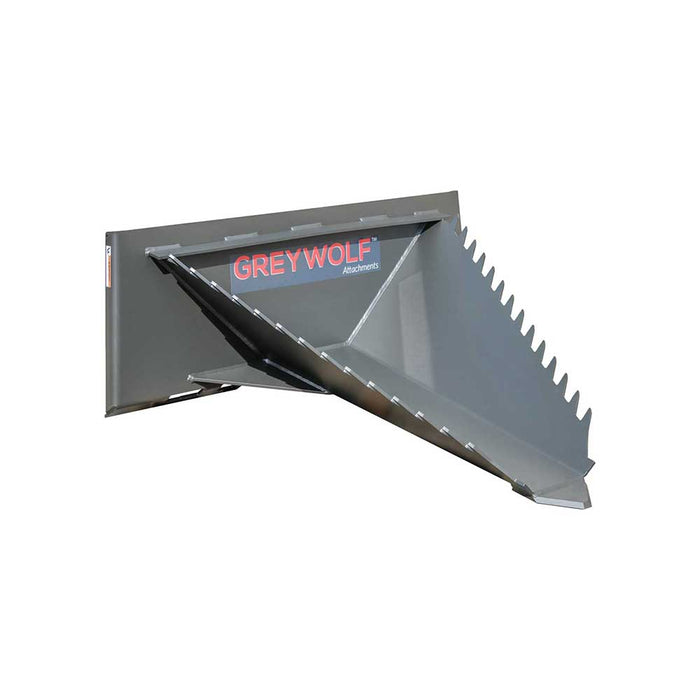 GREYWOLF Stump Bucket Attachment for Skid Steer Loaders, Gray Powder Coat – 1062