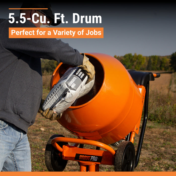 BravePro MIXZR Direct Drive Cement Mixer, 5 Cu. Ft. – GPE211005