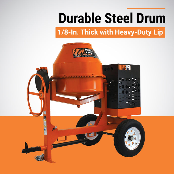 BravePro Concrete Mixer, 9 Cu. Ft. Steel Drum, Honda GX270 – BRPCM109H