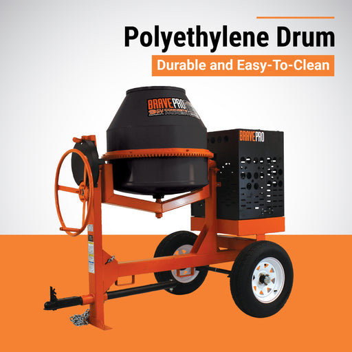 BravePro Concrete Mixer, 9 Cu. Ft. Poly Drum, Honda GX270 – BRPCM209H