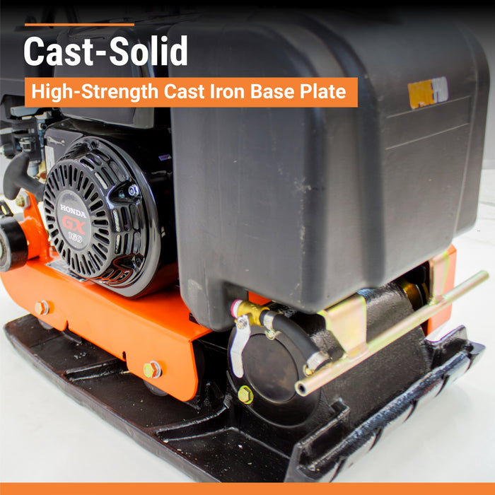 BravePro Forward Plate Compactor, 14 In., Rubber Mat, Tank, and Wheel Kit, Honda GX160 – BRPFP125H