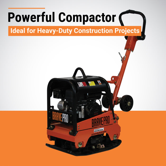 BravePro Reversible Plate Compactor, 15 In., Wheel Kit, Honda GX160 – BRPRP210H