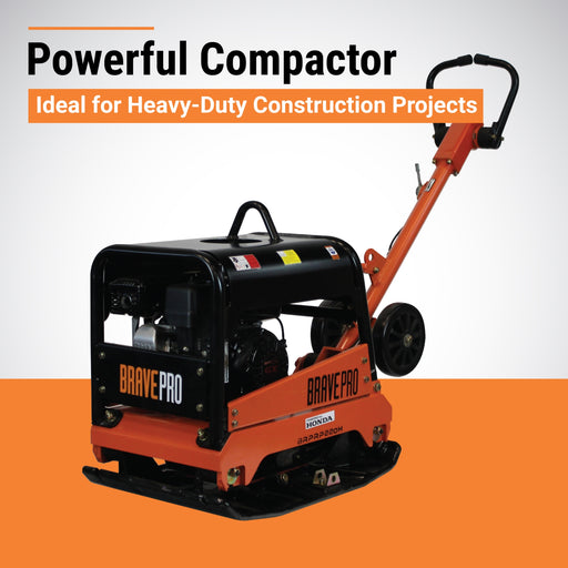 BravePro Reversible Plate Compactor, 20 In., Wheel Kit, Honda GX200 – BRPRP220H