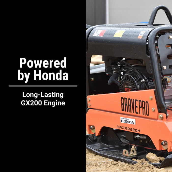 BravePro Reversible Plate Compactor, 20 In., Wheel Kit, Honda GX200 – BRPRP220H