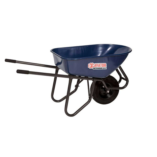 Seymour Wheelbarrow S500 Industrial, 6 Cu. Ft., One-Piece Steel Frame, Steel Handles With Cushion Grip, 15-In. Flat-Free Tire – 85731
