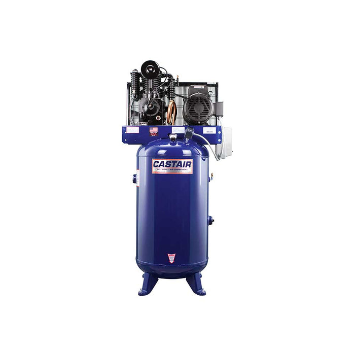 CASTAIR Compressor, Industrial Series, 80-Gal. Vertical, 7.5HP 1-Phase 230V, 24.8 CFM @175 PSI – I718VC1-S