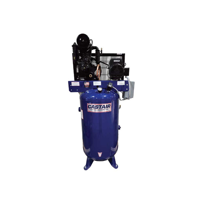 CASTAIR Compressor, Industrial Series, 80 Gal. Vertical, 5HP 1-Phase 230V, 17.5 CFM@ 175 PSI – I518VC1-S