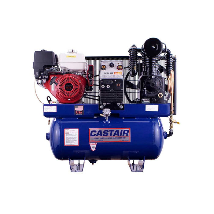 CASTAIR Compressor/Gen./Weld., Industrial Series, 30 Gal. Horiz., GX390, 19.7cfm @175psi, 5000 w – I13GH3HC1GW