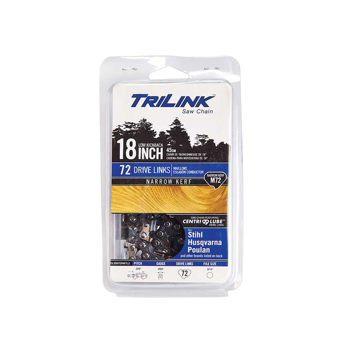 TriLink Saw Chain, 18 In., 72 DL, .325 In., .050 In., Semi-Chisel Standard Narrow Kerf – CL25072NKTL2