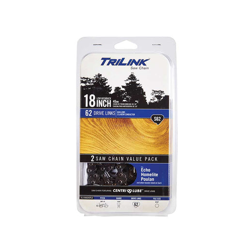 TriLink Saw Chain, 18 In., 62 DL, 3/8 In. LP, .050 In., Semi-Chisel Reduced Kickback, 2 Pack – CL15062X2TL2