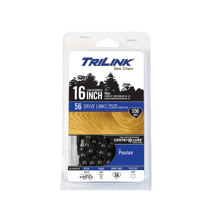 TriLink Saw Chain, 16 In., 56 DL, 3/8 In. LP, .043 In., Semi-Chisel Reduced Kickback – CL14356TL2
