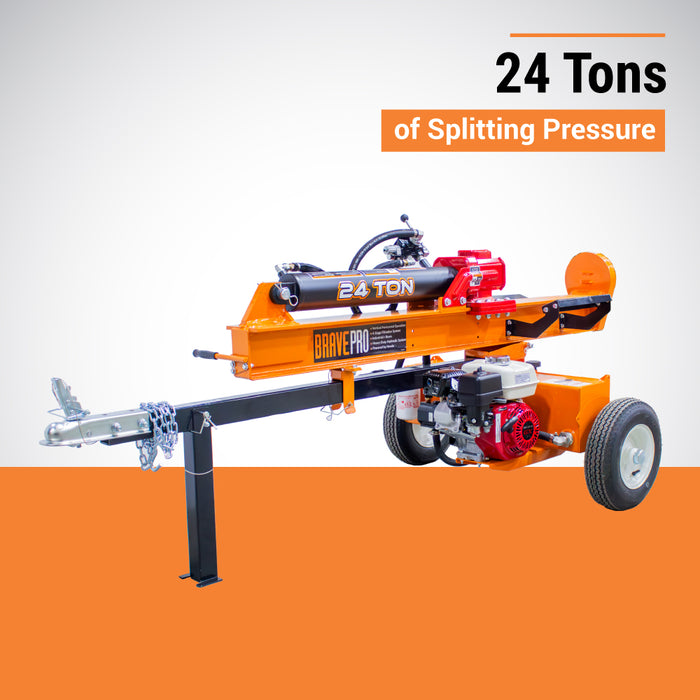BravePro Log Splitter, 24-Ton, Honda GX160 – VH1724GX