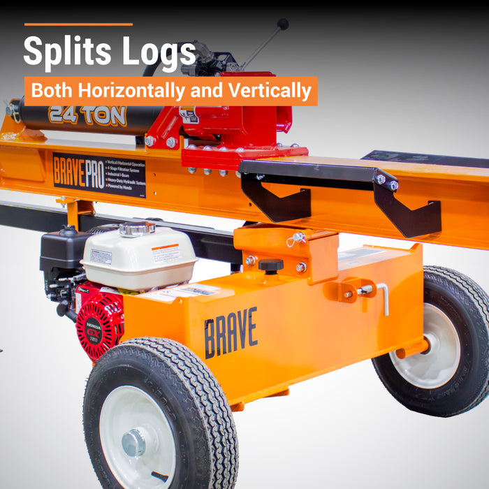 BravePro Log Splitter, 24-Ton, Honda GX160 – VH1724GX