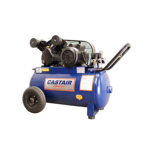 CASTAIR Compressor, Garage Series, 20 Gal. Horizontal Portable, 2HP - 1 Phase 115V – G212P50