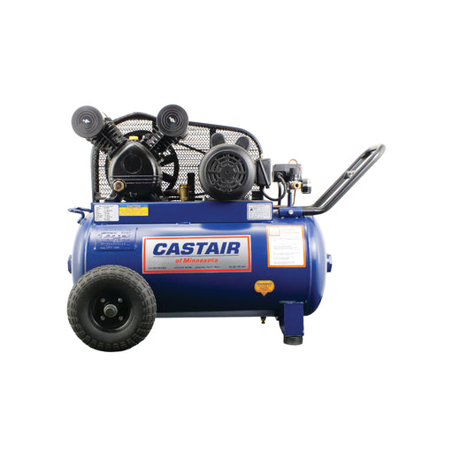 CASTAIR Compressor, Garage Series, 20 Gal. Horizontal Portable, 2HP - 1 Phase 115V – G212P50