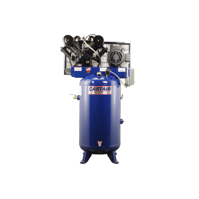 CASTAIR Compressor, Industrial Series, 80 Gal. Vertical, 7.5HP 1-Ph 230V, 28.1 CFM @175 PSI – I718VC2-S