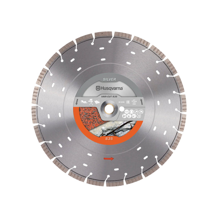 Husqvarna VARI-CUT S35, Diamond Saw Blade, 14 In. x 0.125 In. x 1DP-20mmB, 534972920