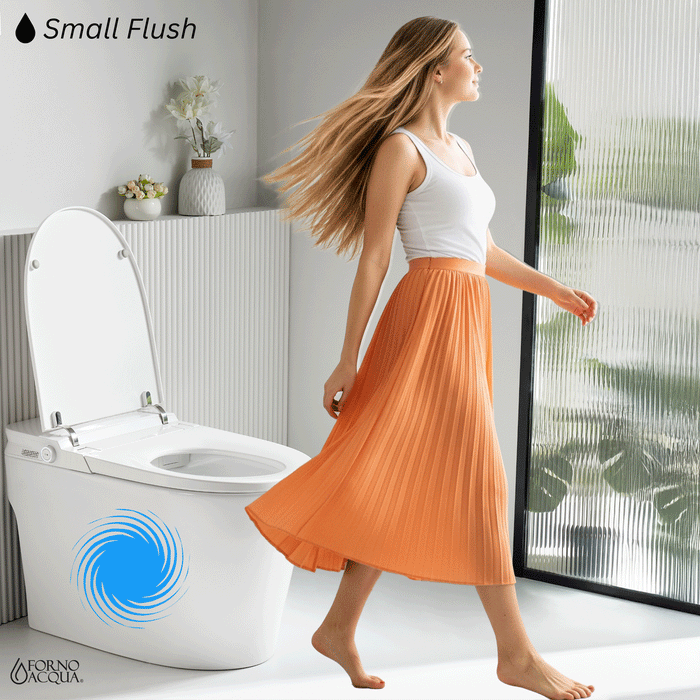 Forno Acqua Luxurious Smart Toilet, Includes Auto Flush, Powerful Flush, Sleek Tankless design Ideal for Powder Rooms (CSTS00)