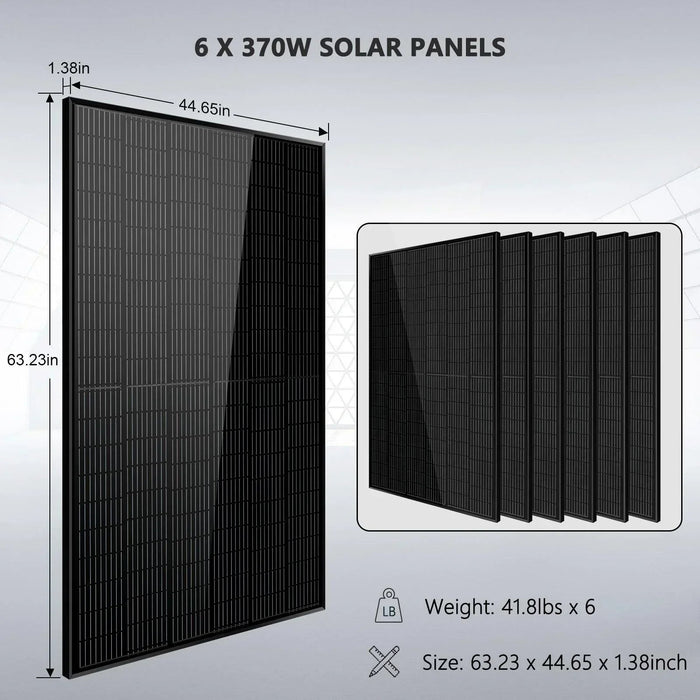 Green Vista Living Off Grid Solar Kit 6000W 24VDC 120V/240V 10.24KWH Lithium Battery 6 X 370 Watt Solar Panels... - Close-Up