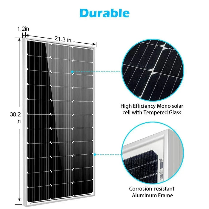 Green Vista Living Sungold Power 100 Watt Monocrystalline Solar Panel - Detail View