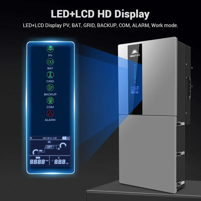Green Vista Living Sungold Power 11.4kW 48V Split Phase Hybrid Solar Inverter SGN-11K15PRO - Detail View