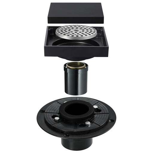 wonderland shower inc Matte Black brass floor drain 4x4inch Shower Accessory - Side View