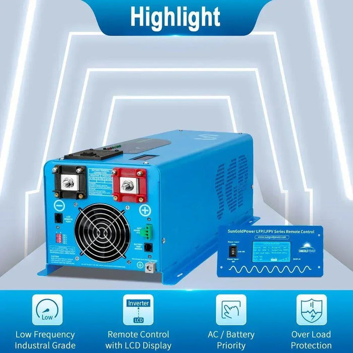 Green Vista Living Sungold Power 4000W DC 24V Pure Sine Wave Inverter With Charger - Close-Up