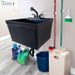 Tehila Standard Wall-Mounted Black Utility Sink with Black Finish Pull-Out Faucet - Close-Up