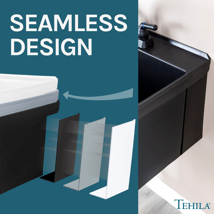 Tehila Standard Wall-Mounted Black Utility Sink with Black Finish Pull-Out Faucet - Features