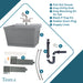 Tehila Standard Wall-Mounted Grey Utility Sink with Stainless Steel Finish Pull-Out Faucet - View 9