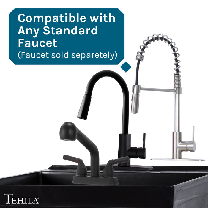 Tehila Standard Wall-Mounted Black Utility Sink, No Supply Lines - Installation View