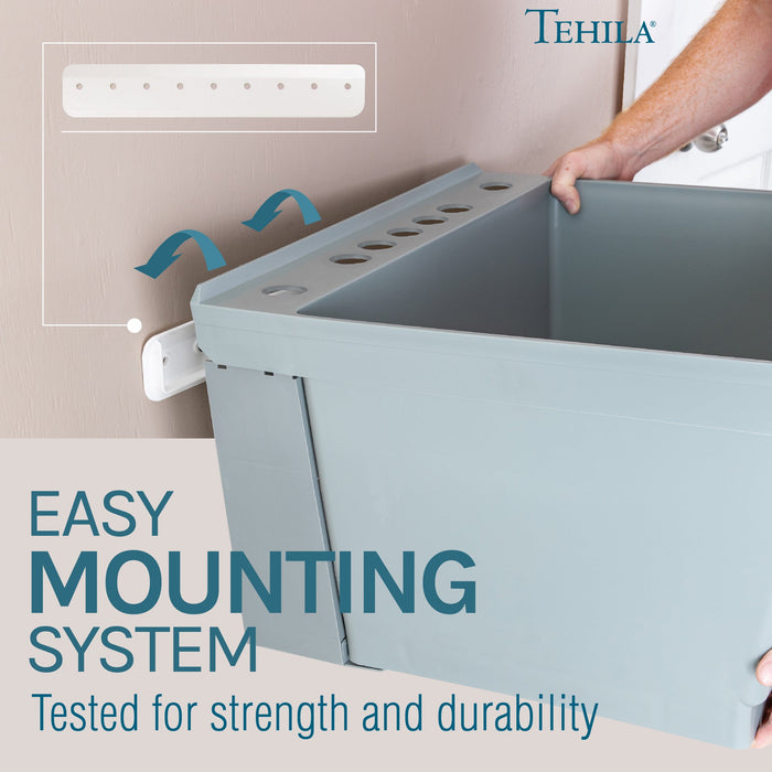 Tehila Standard Wall-Mounted Grey Utility Sink, No Supply Lines - Detail View