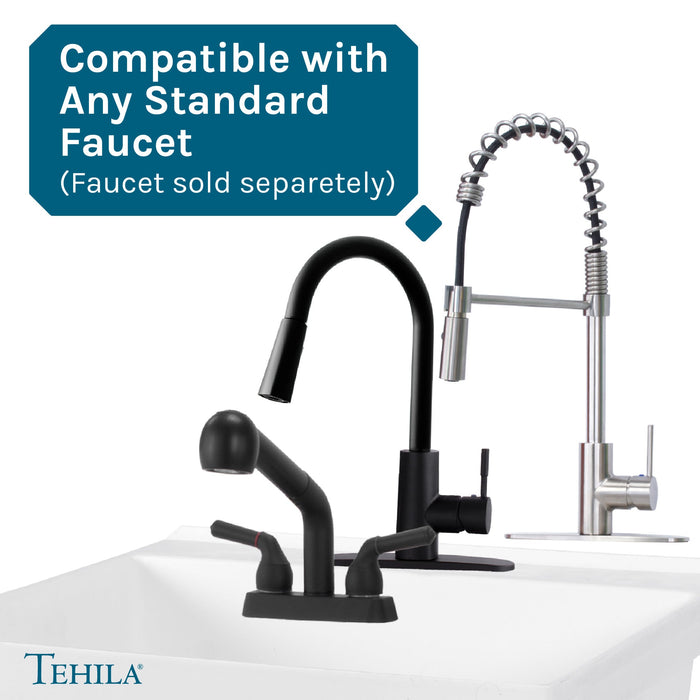 Tehila Standard Wall-Mounted White Utility Sink, No Supply Lines - Installation View
