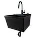Tehila Standard Wall-Mounted Black Utility Sink with Black Finish Pull-Down Faucet