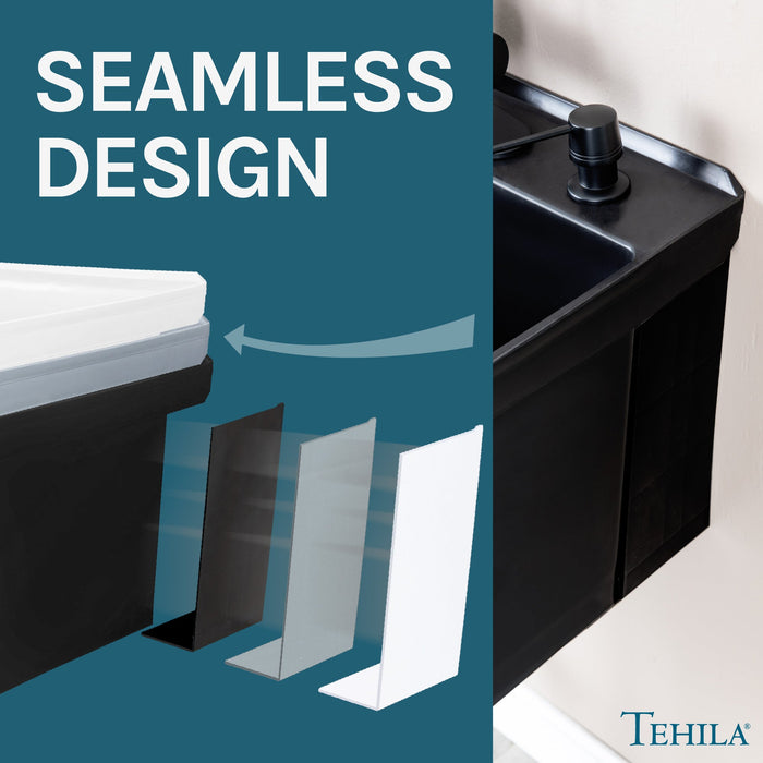 Tehila Standard Wall-Mounted Black Utility Sink with Black Finish Pull-Down Faucet - Features