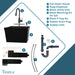Tehila Standard Wall-Mounted Black Utility Sink with Black Finish Pull-Down Faucet - View 9