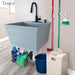 Tehila Standard Wall-Mounted Grey Utility Sink with Black Finish Pull-Down Faucet - Detail View