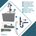 Tehila Standard Wall-Mounted Grey Utility Sink with Black Finish Pull-Down Faucet - View 9