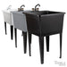 Tehila Basics Freestanding Grey Utility Sink with Black Finish Dual Handle Utility Faucet - Installation View