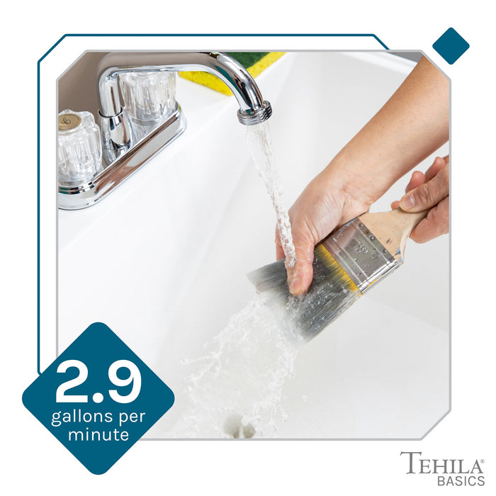 Tehila Basics Freestanding White Utility Sink with Chrome Finish Dual Handle Utility Faucet - Dimensions
