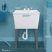 Tehila Standard Freestanding White Utility Sink with Chrome Finish Double Knob Utility Faucet - Side View