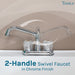Tehila Standard Freestanding White Utility Sink with Chrome Finish Double Knob Utility Faucet - Close-Up