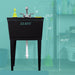 Tehila Standard Freestanding Black Utility Sink with Chrome Finish Pull-Out Faucet - Side View