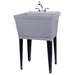 Tehila Standard Freestanding Grey Utility Sink with Chrome Finish Pull-Out Faucet